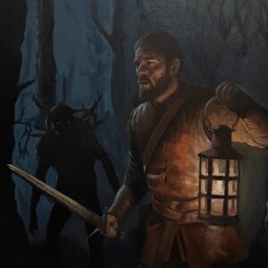 The Night Watchman – Alkuperäinen öljyväriteos | 50 x 100 cm - Kuva 1