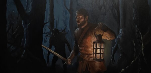 The Night Watchman – Alkuperäinen öljyväriteos | 50 x 100 cm