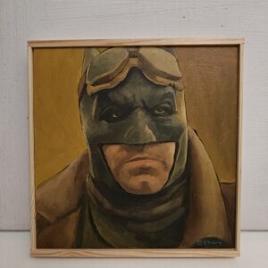 Close-up detail of the Batman Knightmare oil painting by Oskari Myllymäki, highlighting high-fidelity realism and Michael Harding oils.