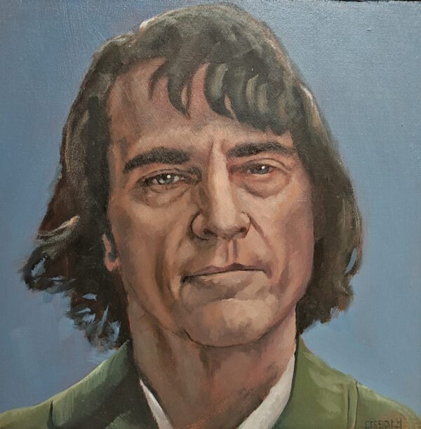 Front view of the 20x20cm Joker original oil painting on a wood panel capturing Arthur Fleck