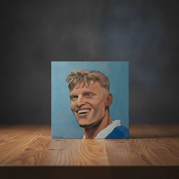 Jarrad Branthwaite (Everton FC) – Alkuperäinen öljyvärimaalaus | 20x20 cm