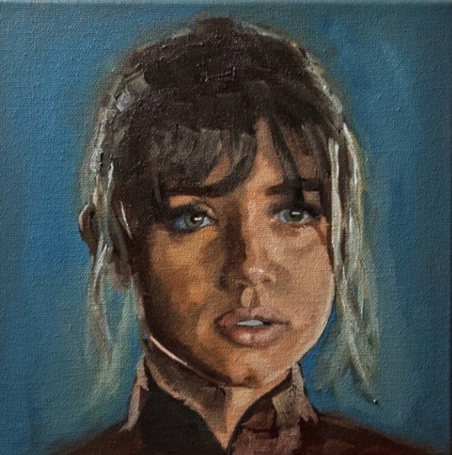 Ana de Armas ("Joi") – Alkuperäinen öljyvärimaalaus | 20x20 cm - Kuva 1