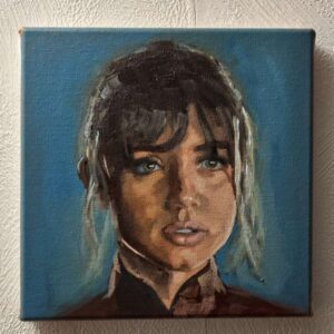 Original 20x20 cm Ana de Armas original oil painting capturing Joi from Blade Runner 2049