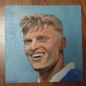 Original 20x20 cm Jarrad Branthwaite original oil painting showcasing detailed Everton FC sports art