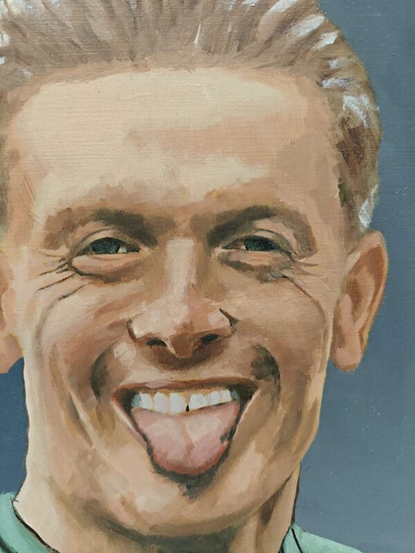 Close up brushstrokes of contemporary football art. Hand-painted portrait of England's number one goalkeeper.