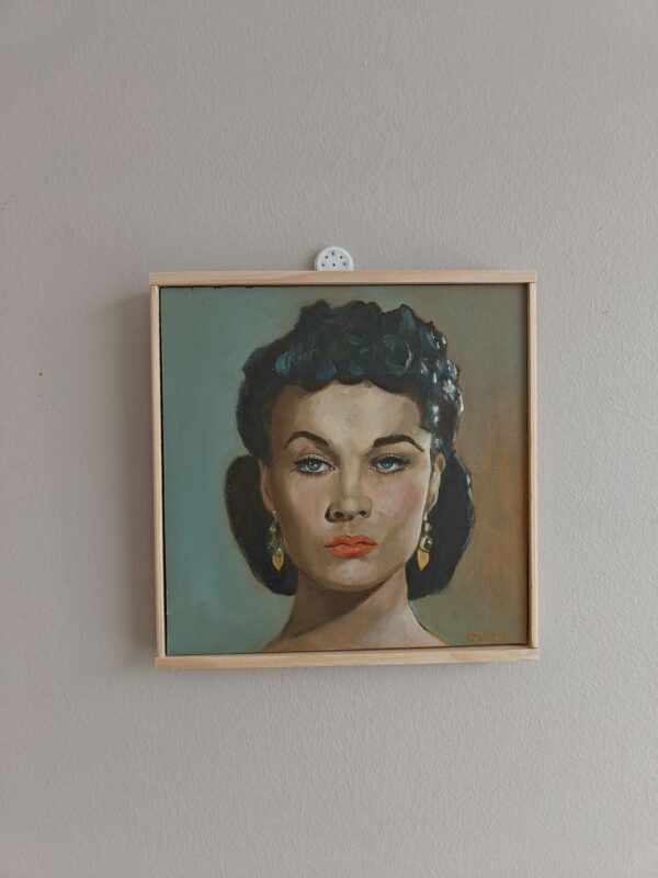 Top-down view of the hand-painted Scarlett O'Hara cinematic realism portrait.