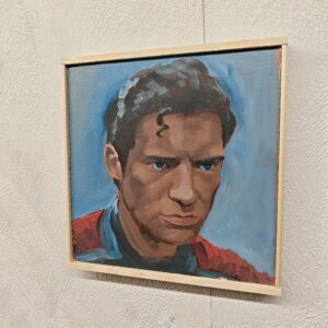 Detailed brushwork and lighting on the Superman original oil painting