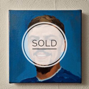 Oil painting of Everton player Kiernan Dewsbury Hall.