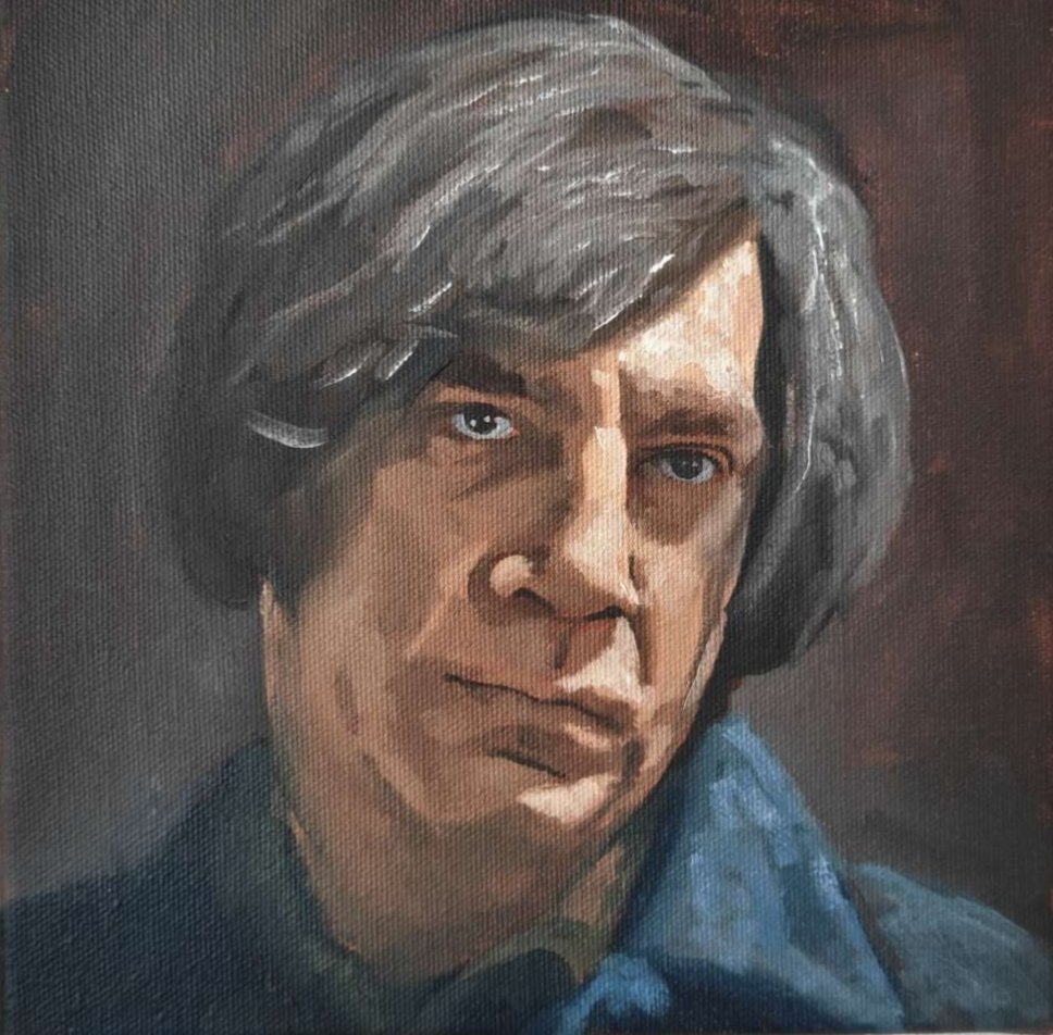 Anton Chigurh | Alkuperäinen öljyvärimaalaus, tutkielma | 20x20cm - Kuva 1