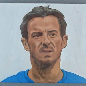 Front view of the 27x22cm Leighton Baines original oil painting