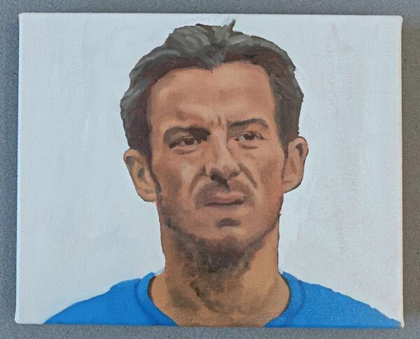 Front view of the 27x22cm Leighton Baines original oil painting