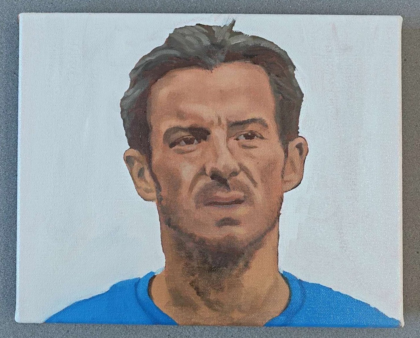 Front view of the 27x22cm Leighton Baines original oil painting