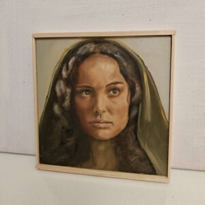 The Padme Amidala original oil painting displayed under studio lighting