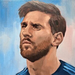 Lionel Messi – Alkuperäinen 1/1 öljyvärimaalaus | 20x20 cm - Kuva 1